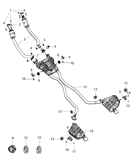 2011 Dodge Durango Exhaust System Diagram 1 - Thumbnail