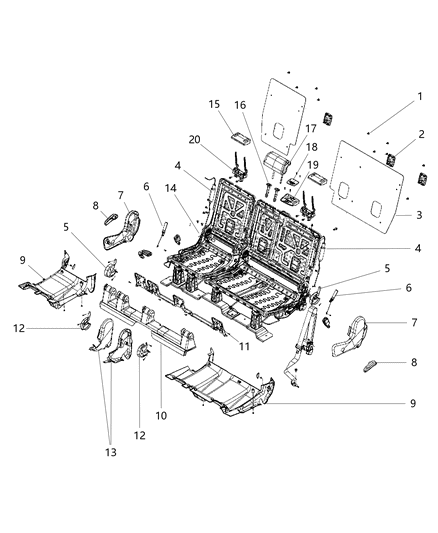 2016 Dodge Durango Second Row - Adjusters, Recliners And Shields Diagram 2 - Thumbnail