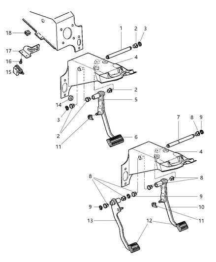 2001 Dodge Dakota Bracket Brake Lamp Switch Diagram for 56020144AE