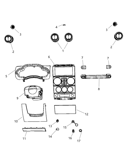 2008 Jeep Wrangler Instrument Panel Trim of Electrical Diagram