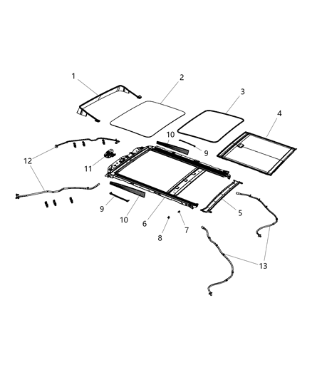 2015 Chrysler 200 Sunroof & Related Parts Diagram 1 - Thumbnail