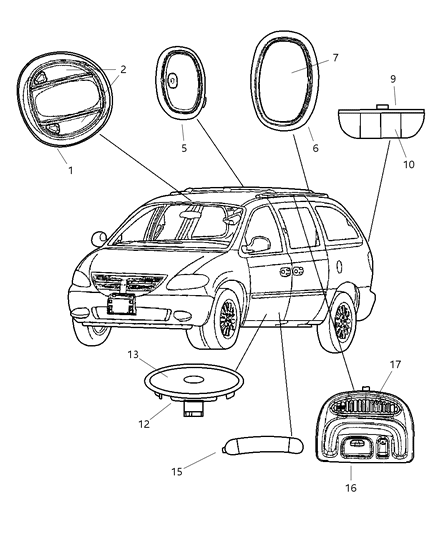2004 Chrysler Town & Country Interior Lamp, Front Diagram for SK70BD1AA