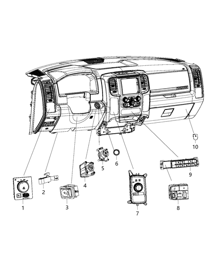 2017 Ram 2500 Switch Instrument Panel Diagram for 68271164AA