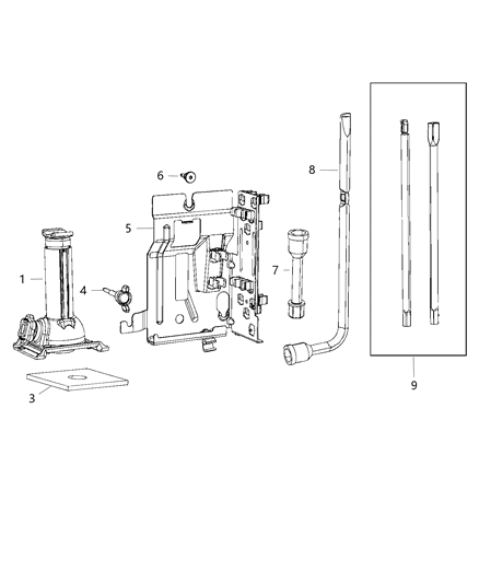 2020 Ram 3500 Cab Chassis Jack Assembly & Tools Diagram