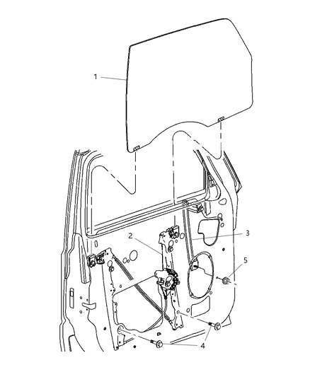 2007 Jeep Commander Regulator Front Door Window Diagram for 55396481AF
