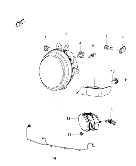 2014 Jeep Patriot Parking & Side Lamp Diagram for 68004180AC