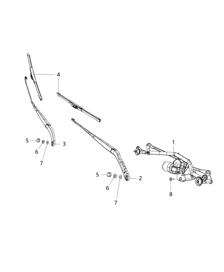 2016 Ram ProMaster City Wiper Arm, Front Driver Side Diagram for 68266598AA