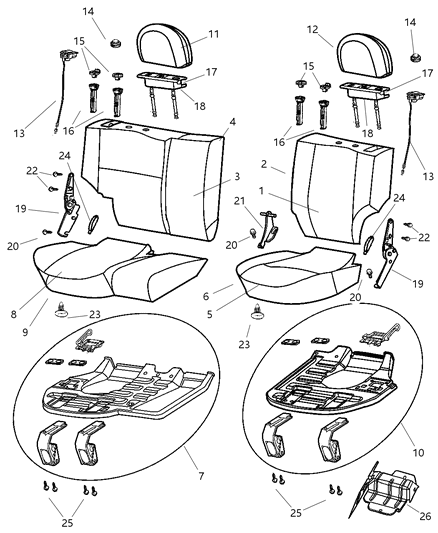 1999 Jeep Grand Cherokee Headrest Cover, Front Diagram for 5013163AA
