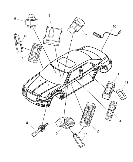 2006 Chrysler 300 Window Switch, Front Passenger Side Diagram for 4602742AA