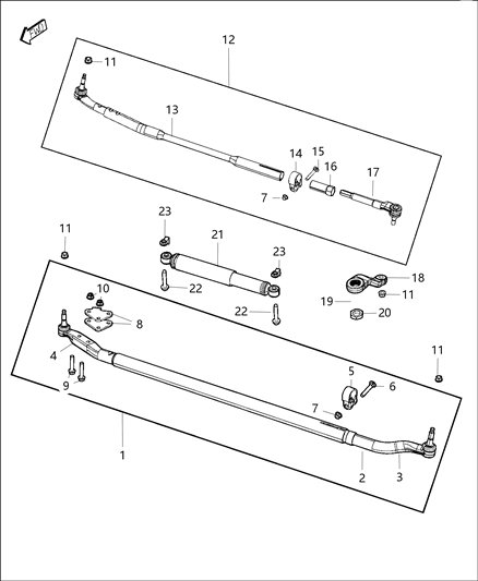 2016 Ram 3500 Tube Assembly Steering Linkage Cross Bar Linkage, Outer Diagram for 68236711AC