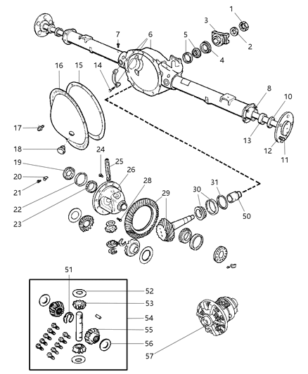 2003 Dodge Durango Axle, Rear, With Differential And Carrier Diagram 2 - Thumbnail