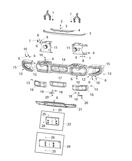 2020 Jeep Wrangler Bumper, Front Diagram 4 - Thumbnail