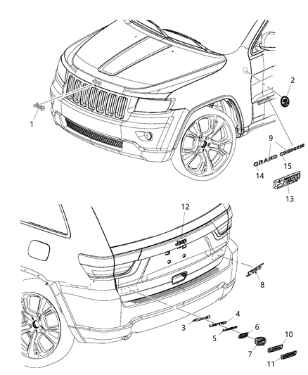2016 Jeep Grand Cherokee Nameplate, Rear Diagram for 68200498AB