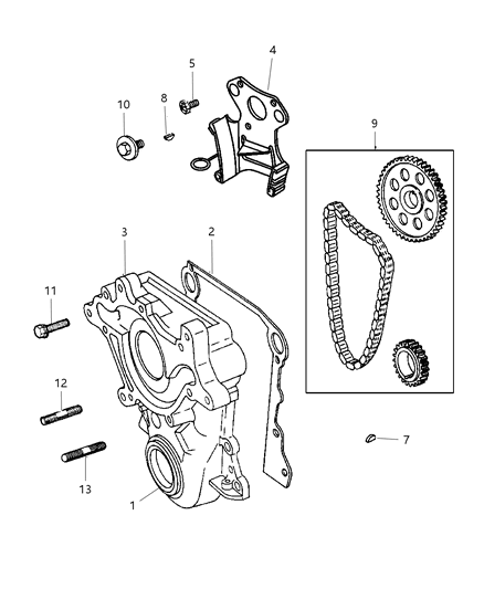 1999 Dodge Ram 1500 Regular Cab Timing Gear & Cover Diagram 1 - Thumbnail