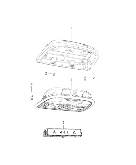 2017 Jeep Cherokee Overhead Console Diagram for 1WG401DAAJ