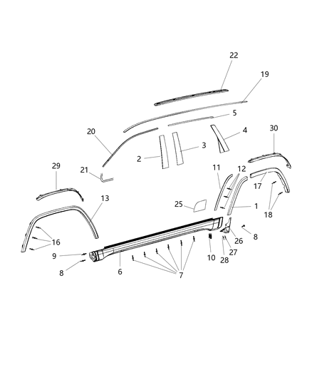 2018 Jeep Grand Cherokee Flare Extension, Rear Driver Side Diagram for 5QJ77TZZAA