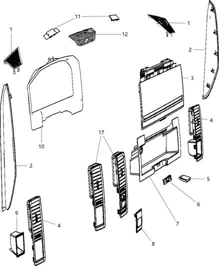 2018 Ram 2500 Instrument Panel Trim Diagram 2 - Thumbnail