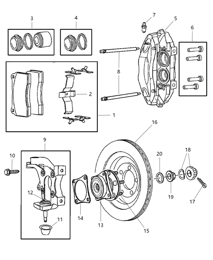 2004 Dodge Viper Caliper Diagram for 5093304AA
