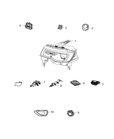 2019 Jeep Grand Cherokee Parts, Headlamp Service Diagram 1 - Thumbnail