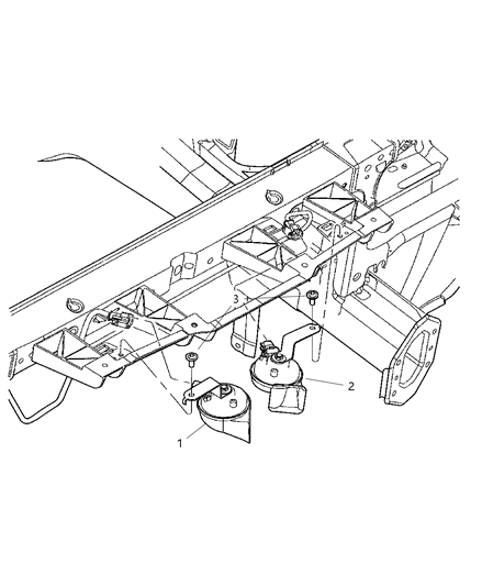 2005 Dodge Magnum Horn And Bracket High Note Diagram for 5059009AB