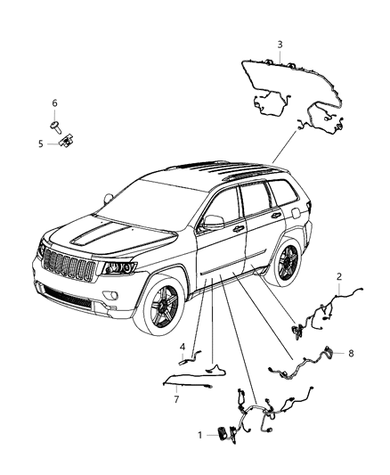 2018 Jeep Grand Cherokee Wiring Front Door Diagram for 68333603AA