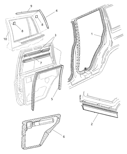 1998 Jeep Cherokee Door, Rear Diagram 4 - Thumbnail