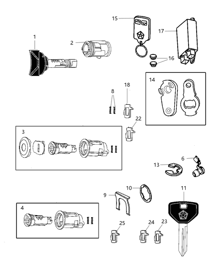 1999 Dodge Ram Wagon Transmitter Keyless Entry Diagram for 56045191AB