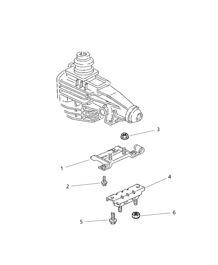2000 Dodge Ram 2500 Quad & Club Cab Engine Mounting, Rear Diagram 1 - Thumbnail