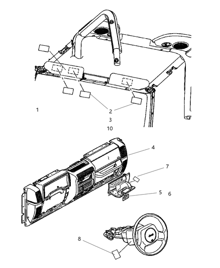 2004 Jeep Wrangler Instrument Panel - Visors & Trim Diagram