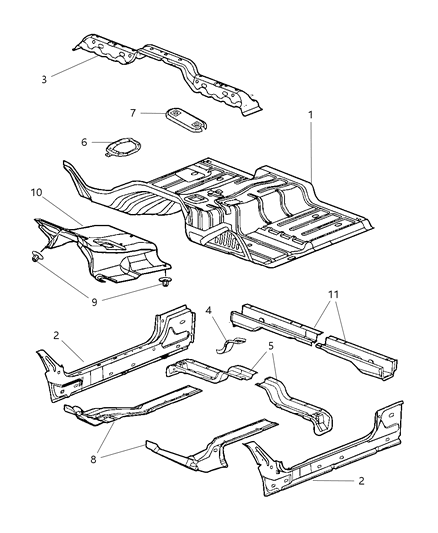 2009 Dodge Ram 3500 Pickup Front Floor Pan Diagram