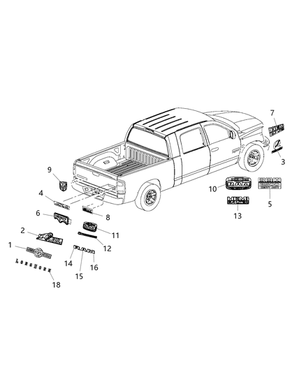 2018 Ram 2500 Nameplate Diagram for 68026756AA