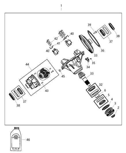 2013 Ram 4500 Differential Assembly of Rear Axle; Differential And Drive Line Diagram