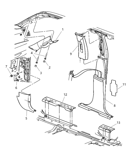 2006 Jeep Commander Panel Cowl Side Trim Diagram for 1CL27BD1AB