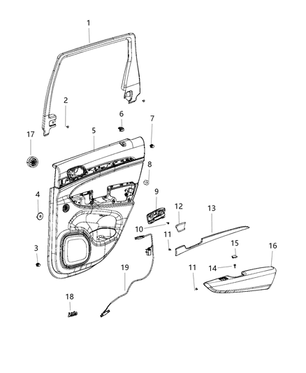 2020 Jeep Grand Cherokee Rear Door Trim Panel Diagram