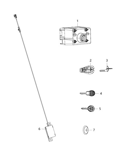 2012 Ram 1500 Transmitter Integrated Key Fob Diagram for 56046638AC