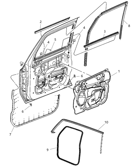 2006 Jeep Commander Door, Front Weatherstrips & Seal Diagram
