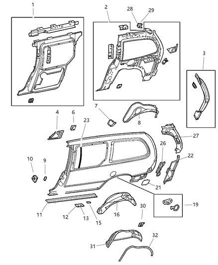 2000 Dodge Caravan Quarter Panel of Body - Sheet Metal Except Doors Diagram