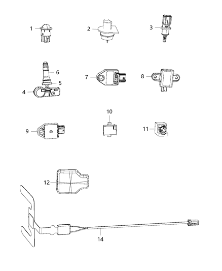 2019 Dodge Journey Sensor Kit Tire Pressure Diagram for 68406537AA