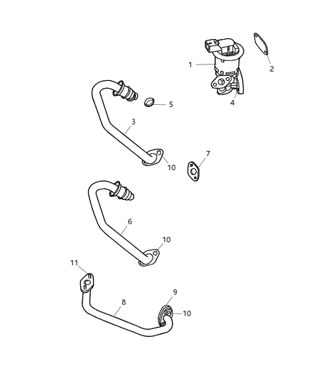 2005 Dodge Magnum Tube EGR Valve To Intake Plenum Diagram for 4593580AA