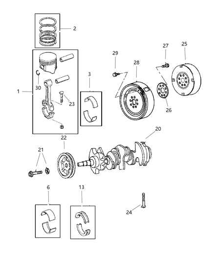 1998 Dodge Intrepid Crankshaft , Piston And Torque Converter Diagram 1 - Thumbnail