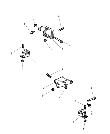 1997 Jeep Wrangler Engine Mounting, Front Diagram 1 - Thumbnail