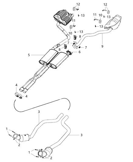 2019 Chrysler 300 Muffler And Resonator Exhaust Diagram for 68274677AA