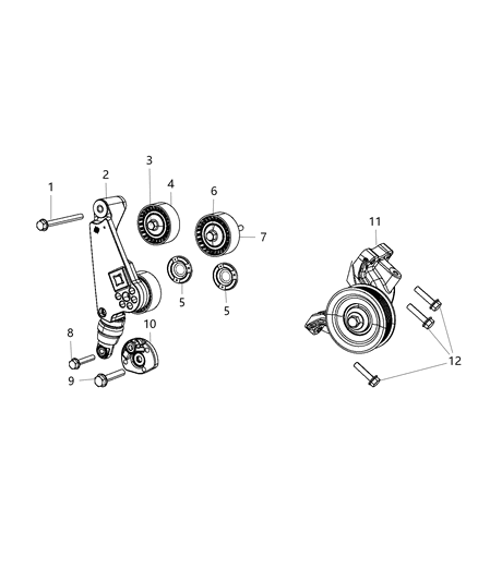 2018 Jeep Wrangler JK (Previous-generation) Pulley & Related Parts Diagram 2 - Thumbnail