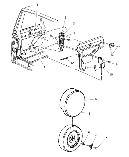 2000 Jeep Cherokee Spare Cover, Tan Diagram for 5FM76VK9AD