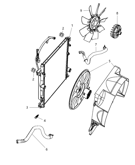 2008 Dodge Nitro Radiator & Related Parts Diagram 1 - Thumbnail