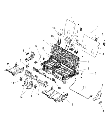 2012 Dodge Durango Second Row - Adjusters, Recliners And Shields Diagram 2 - Thumbnail
