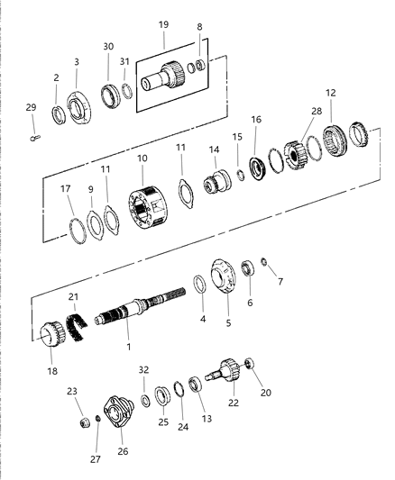 1999 Dodge Dakota Gear Train of Transfer Case Model Diagram 1 - Thumbnail