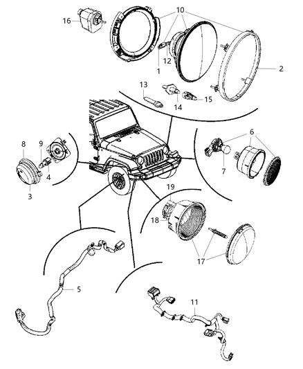 2018 Jeep Wrangler Lamp Front Fog Diagram for 68304048AE
