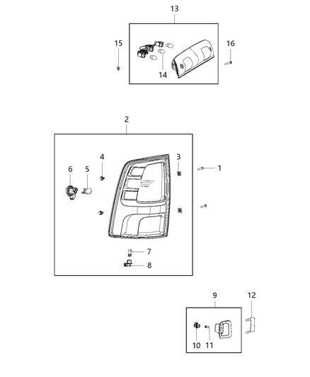 2010 Dodge Ram 1500 Lamp Tail Stop Backup Diagram for 2AME77414A