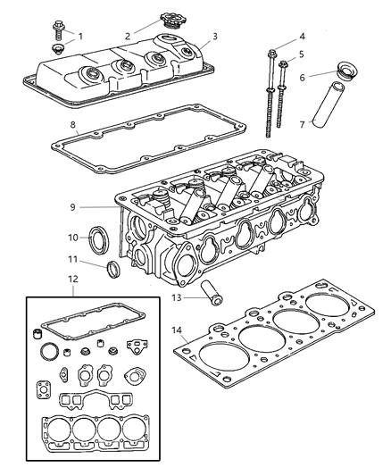 2004 Dodge Neon Cylinder Head Diagram for 4884055AB